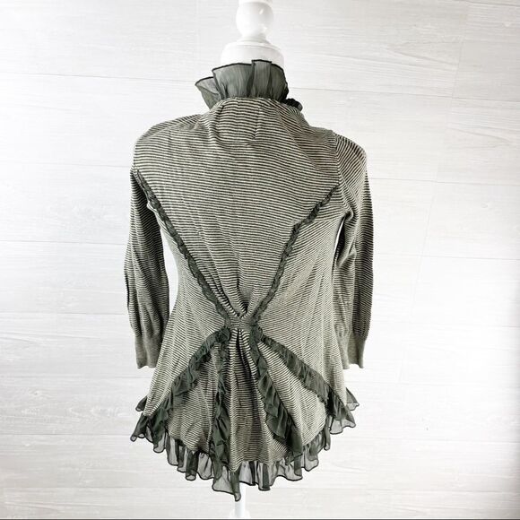 Anthropologie Guinevere Striped Ruffle Cardigan - Picture 5 of 10
